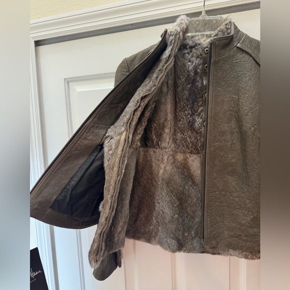 Cole Haan Collection lamb skin jacket with DETACHABLE, real RABBIT FUR vest - Picture 6 of 8